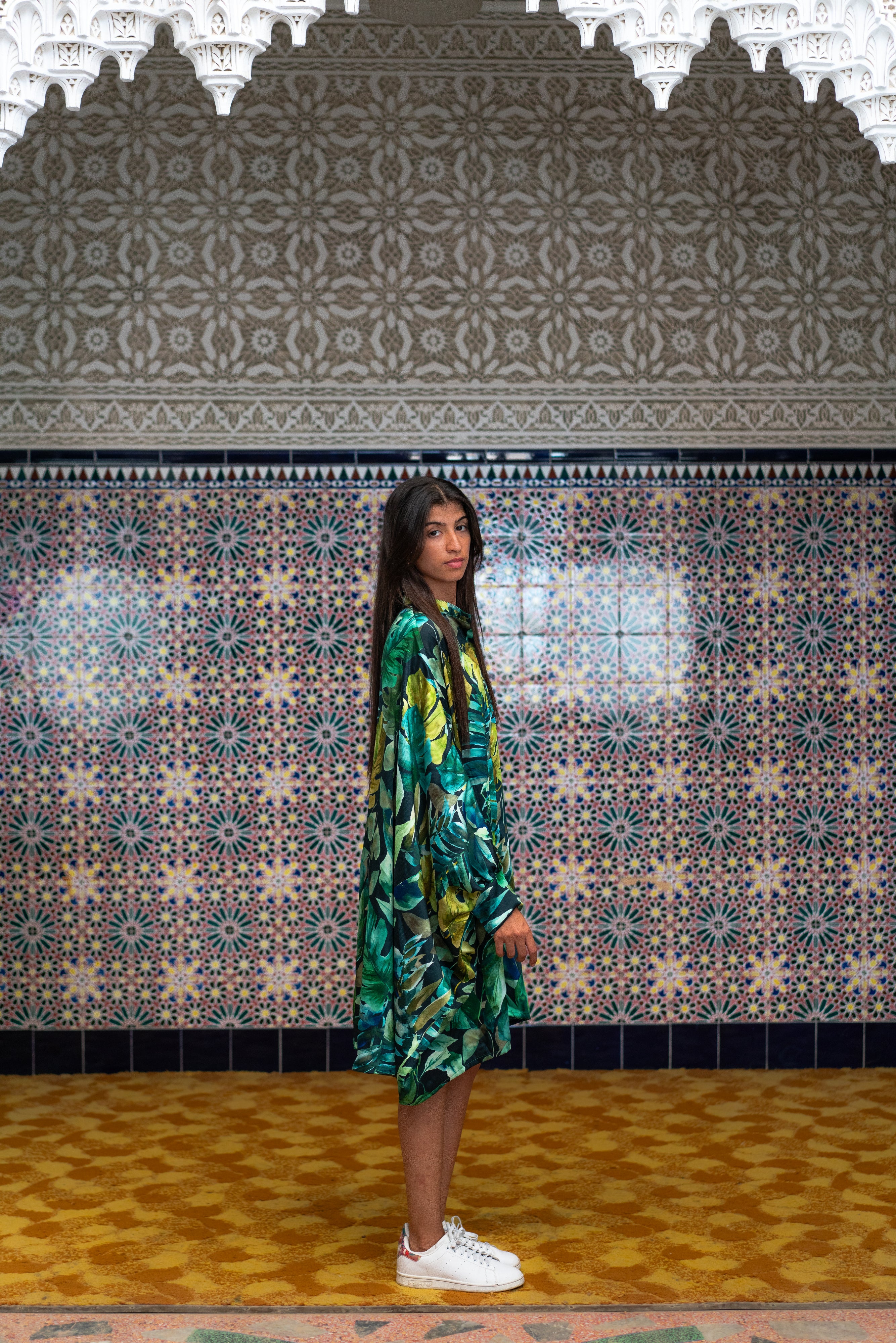 Robe Caftan Manar - Noir et Vert