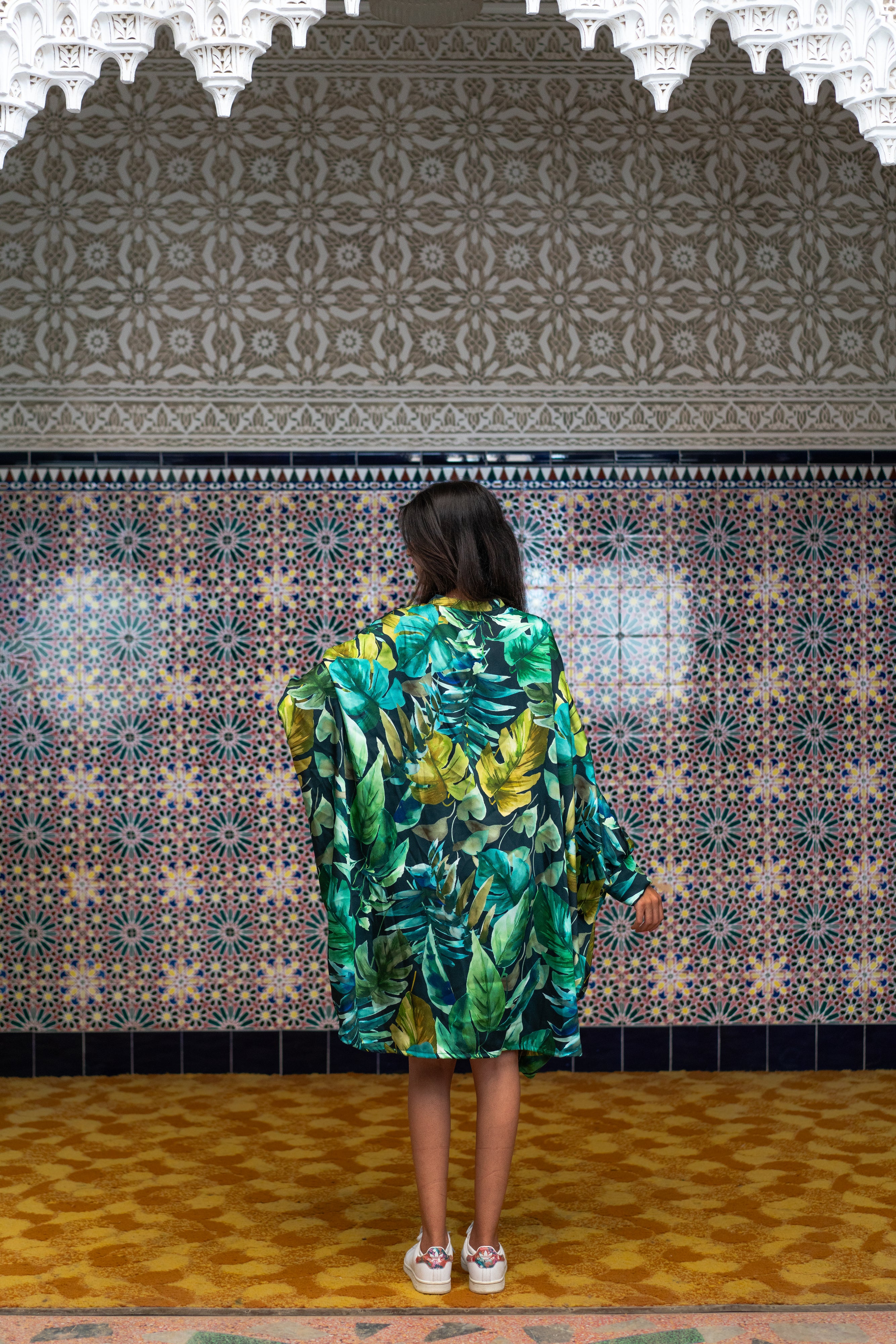 Robe Caftan Manar - Noir et Vert