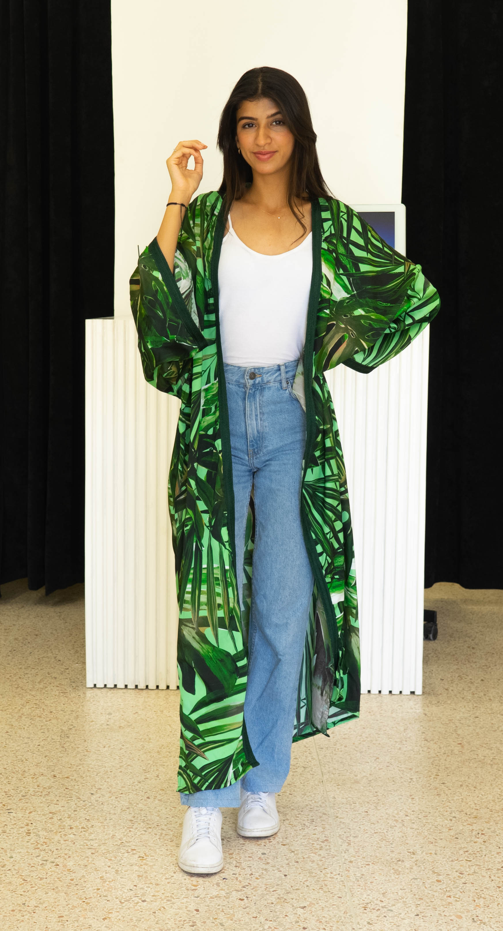 Kimono Sanae Long Brodé - Nuances de Vert