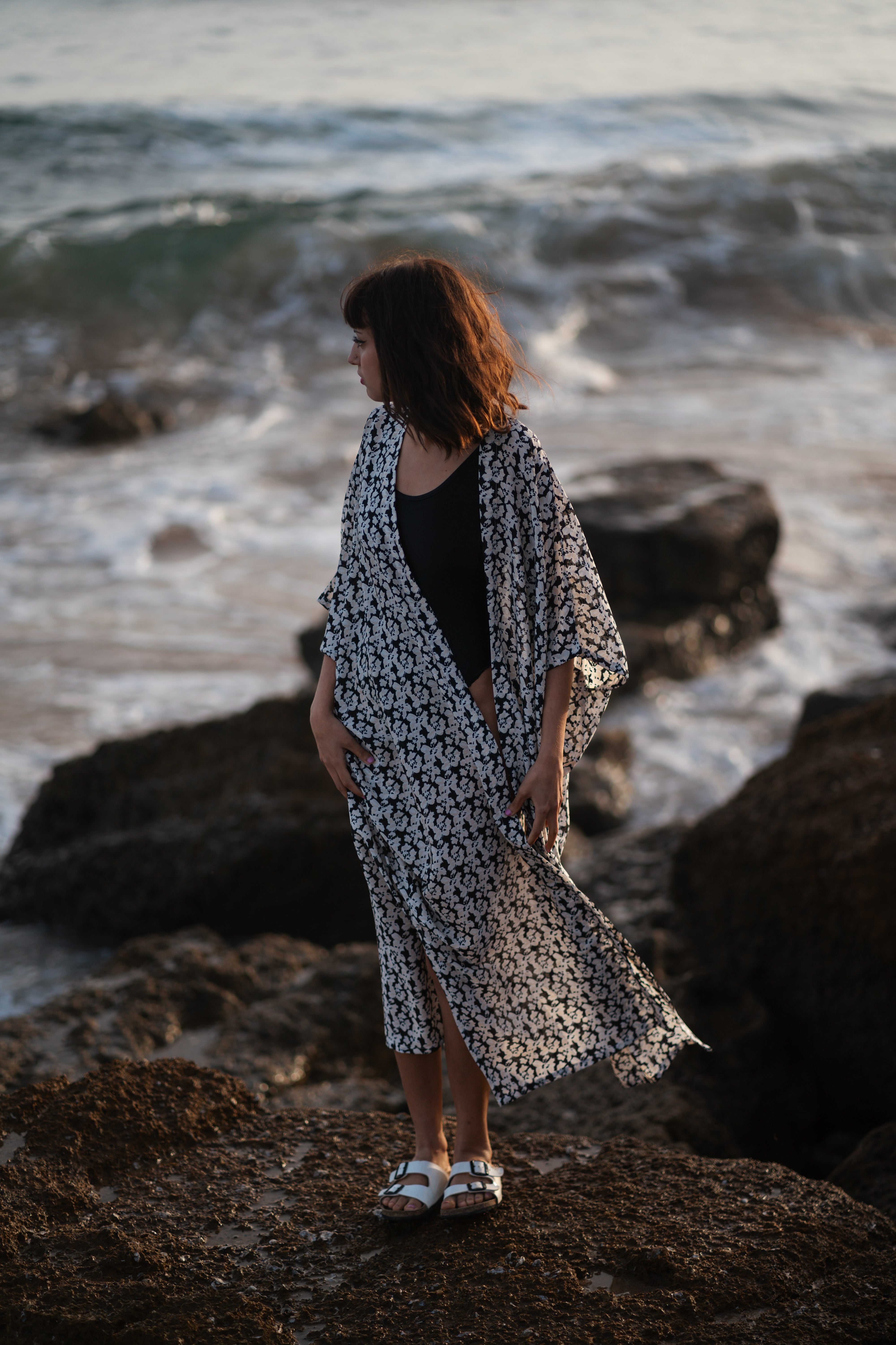 Kimono Sanae Long-Noir et Blanc