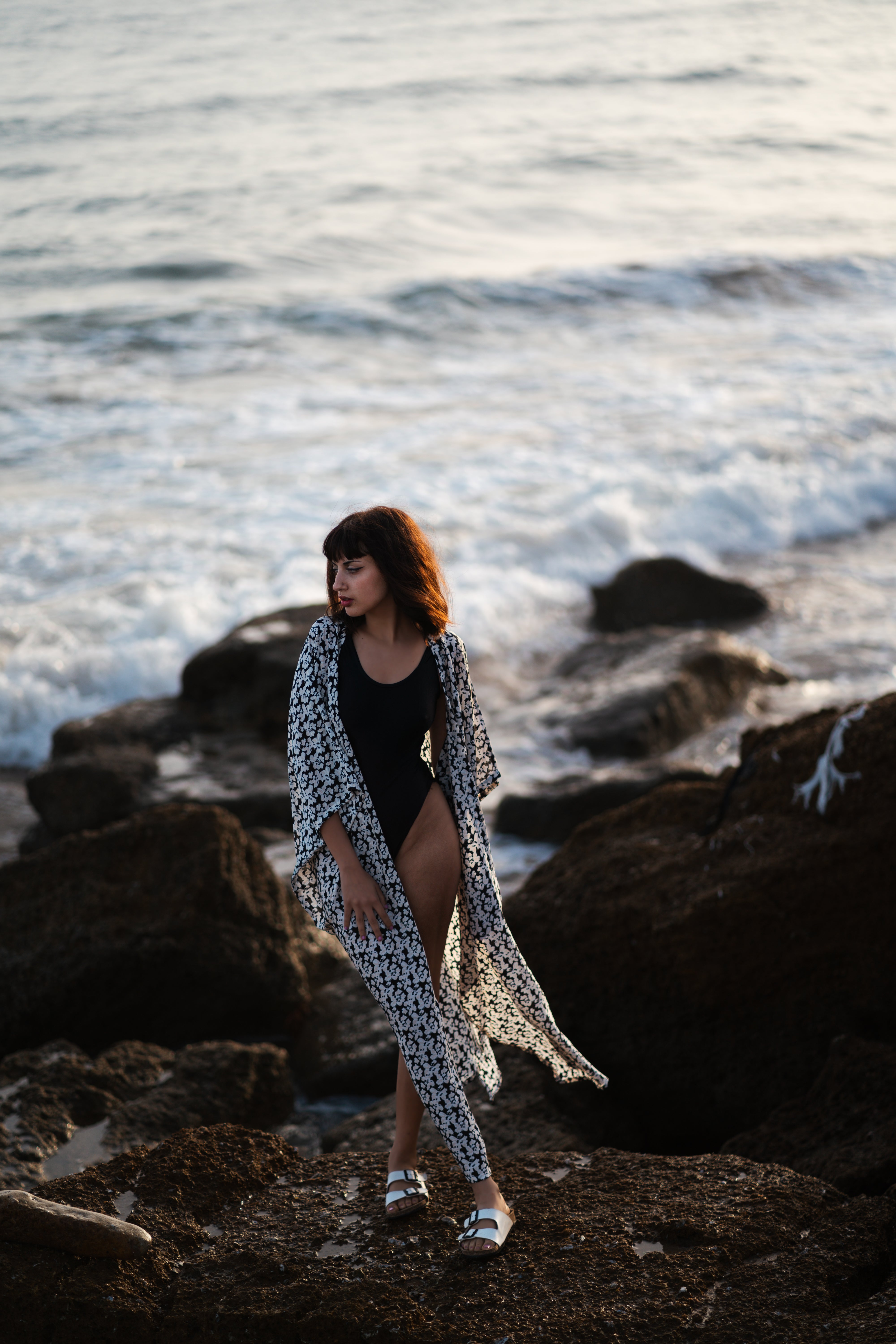 Kimono Sanae Long-Noir et Blanc