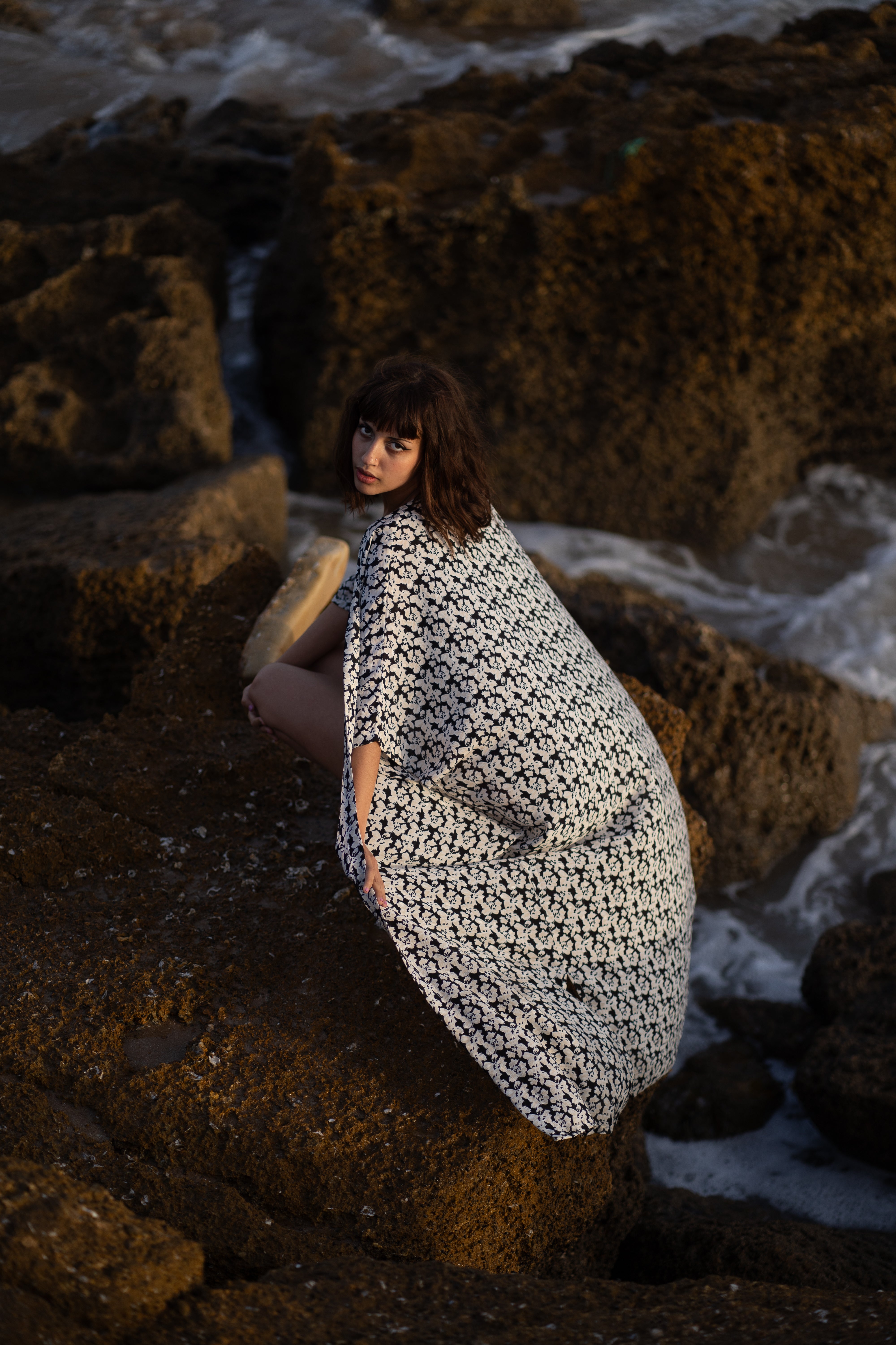 Kimono Sanae Long-Noir et Blanc