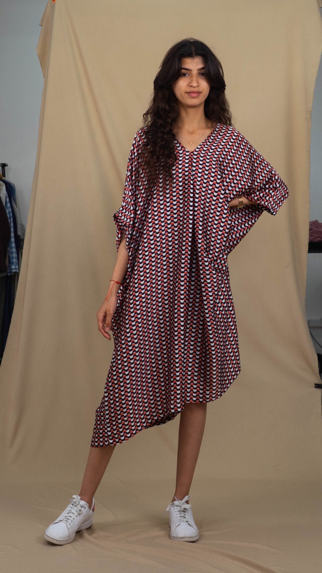 Robe Caftan Lamiae - Satin Blanc Rose & Mauve