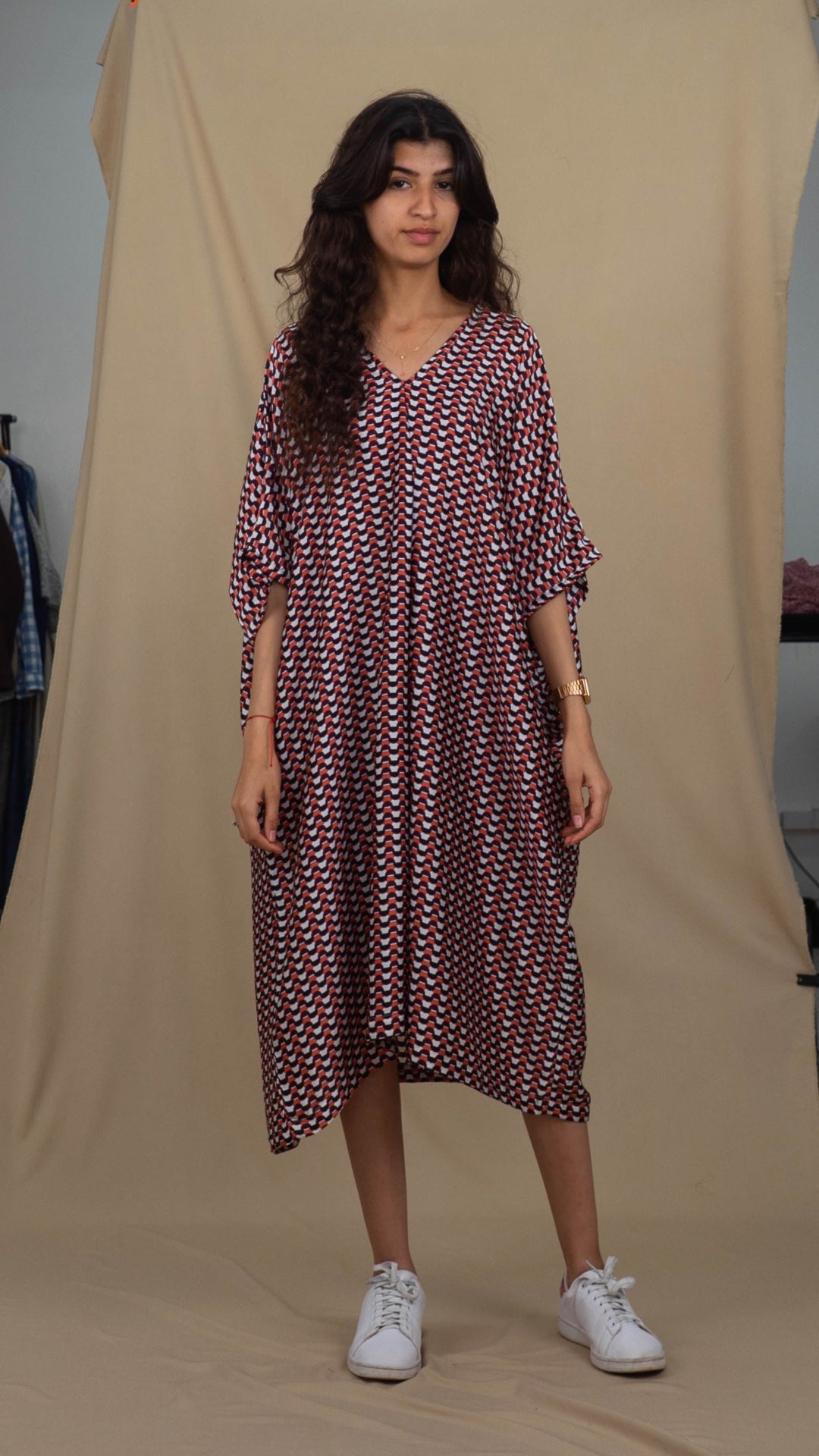 Robe Caftan Lamiae - Satin Blanc Rose & Mauve