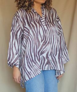 Chemise Ines à Manches Longues - Motifs Zèbre