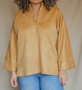 Haut Alia en Faux Daim - Jaune Moutarde