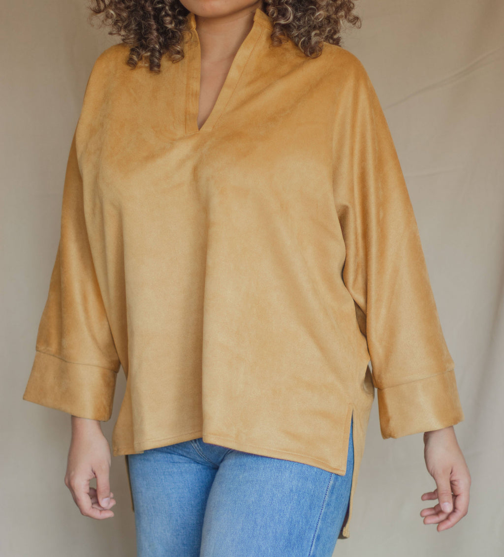 Haut Alia en Faux Daim - Jaune Moutarde